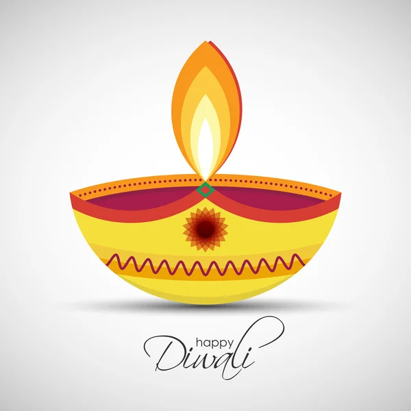 Happy Diwali Diya oljelampa — Stock vektor