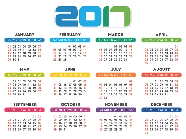 Kalender 2017 design — Stock vektor