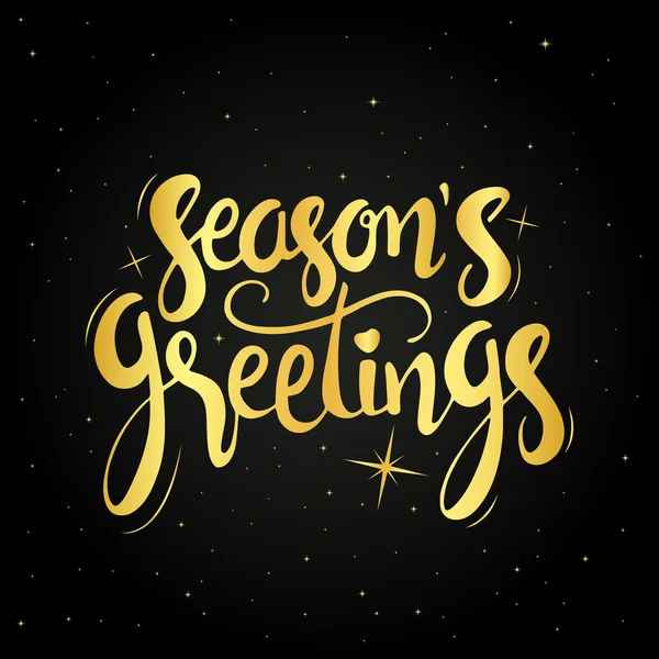 Seasons greetings golden handwritten lettering — Stock Vector