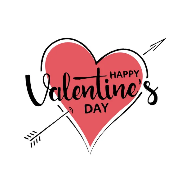 Feliz día de San Valentín escrito a mano — Vector de stock