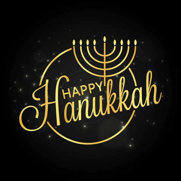 Feliz Hanukkah letras douradas — Vetor de Stock