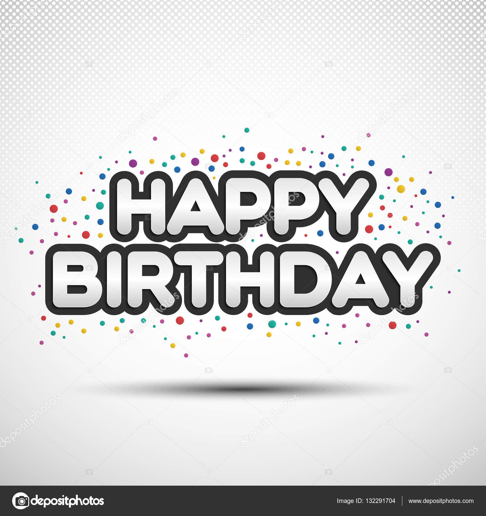 Frase di pleanno felice con coriandoli colorati rotondi per il vostro disegno — Vettoriali di Lawkeeper