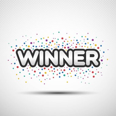 Renkli yuvarlak konfeti ile kelime kazanan