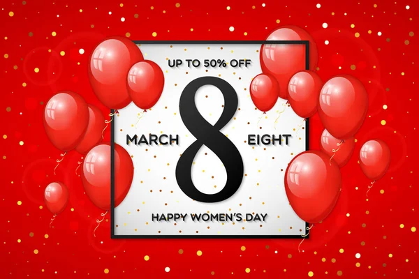 Banner de venda feliz dia das mulheres — Vetor de Stock
