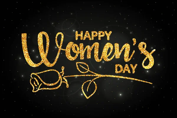 Złoty dzień szczęśliwy kobiet odręcznie napis — Wektor stockowy