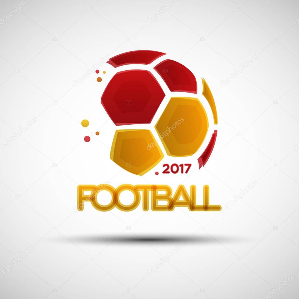 Football championship banner. Flag of Spain. Vector illustration of abstract soccer ball with Spanish national flag colors for your design