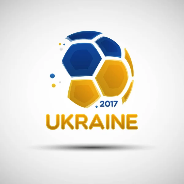 Bola de fútbol abstracta con colores de bandera nacional ucraniana — Vector de stock