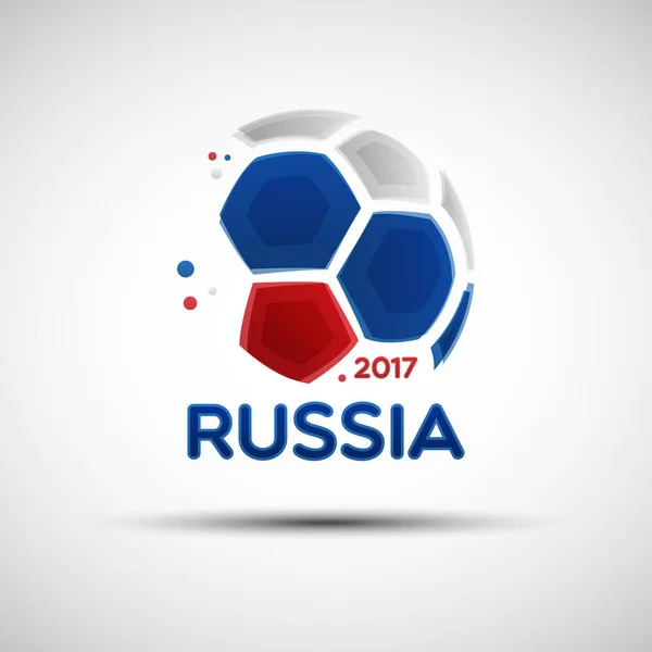 Ballon de football abstrait aux couleurs du drapeau national russe — Image vectorielle