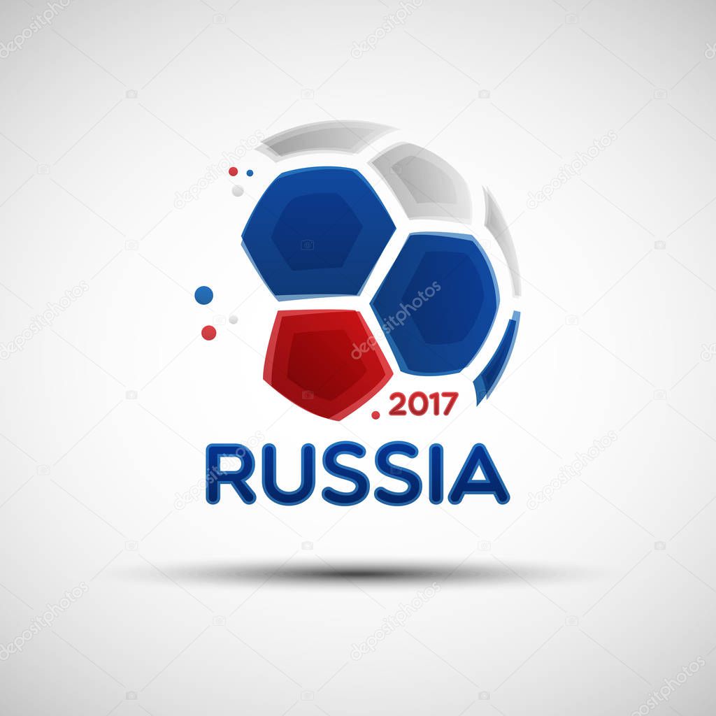 Abstract soccer ball with Russian national flag colors