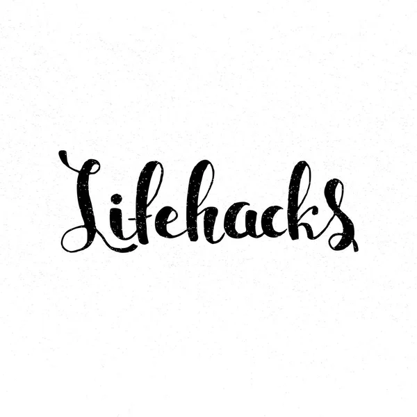 Lifehacks letras manuscritas — Archivo Imágenes Vectoriales