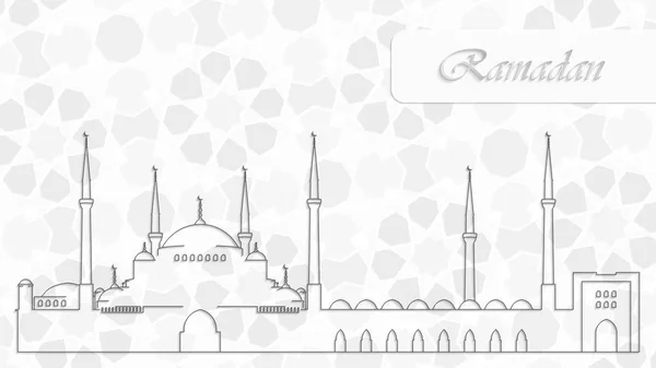 Eid Mubarak mosque silhouette — Stock Vector