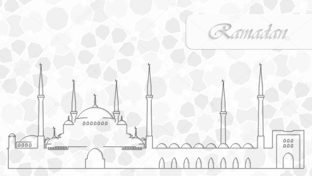 Eid Mubarak mosque silhouette