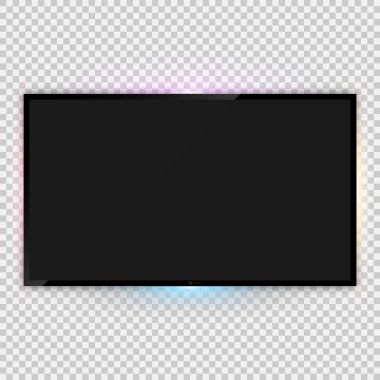 Realistic tv screen template with backlight ambient lighting clipart