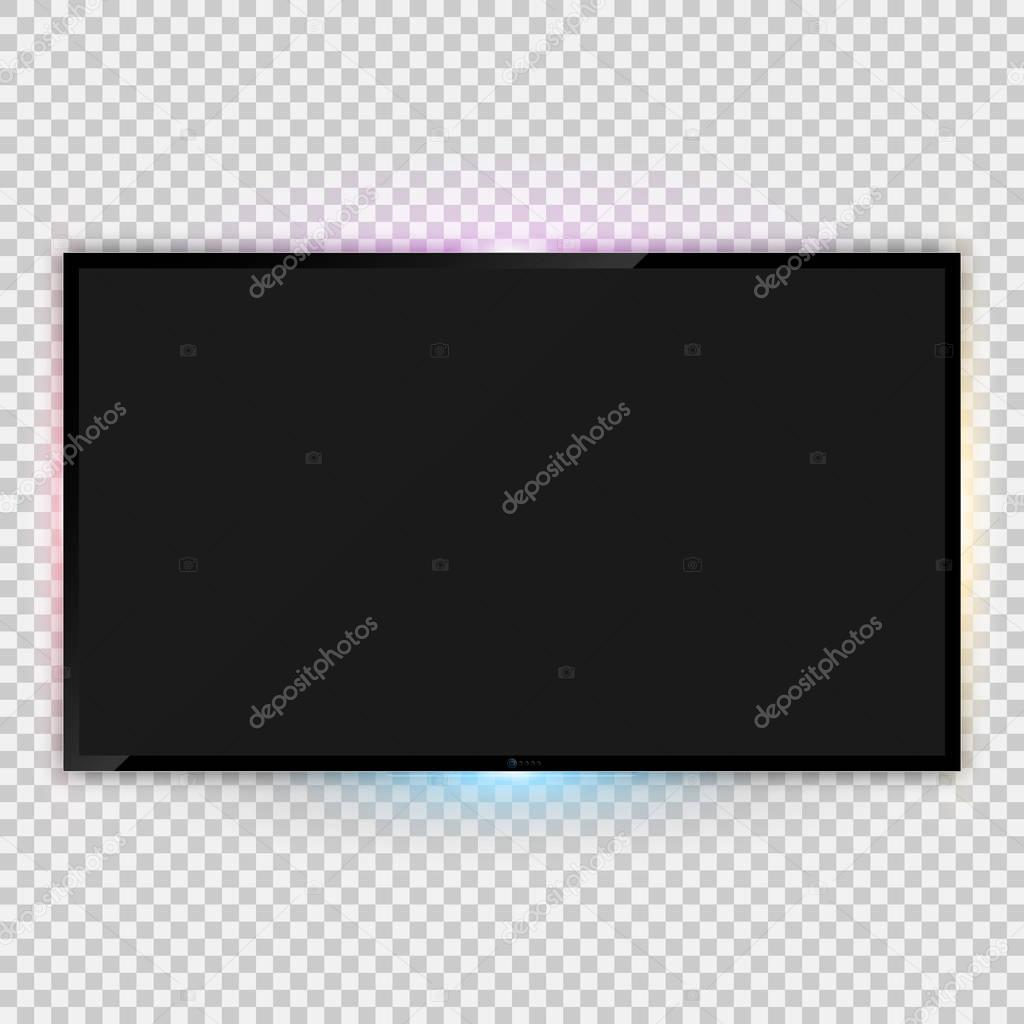 Realistic tv screen template with backlight ambient lighting