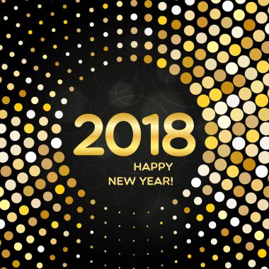 Mutlu yeni yıl 2018 soyut altın yuvarlak ışıltı arka plan