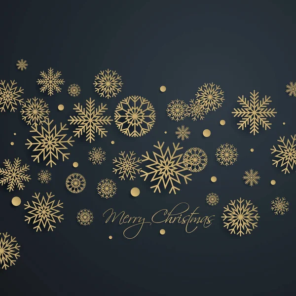 Abstracte gouden Merry Christmas achtergrond met sneeuwvlokken — Stockvector