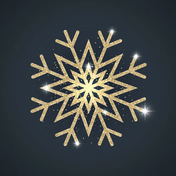 Goldglänzende abstrakte Schneeflocke — Stockvektor
