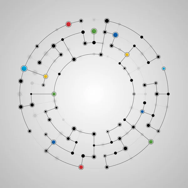 Linee e punti collegati modello rotondo — Vettoriale Stock