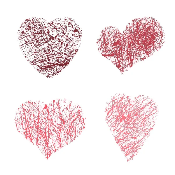 Valentine's day grunge hand drawn heart icons — Stock Vector