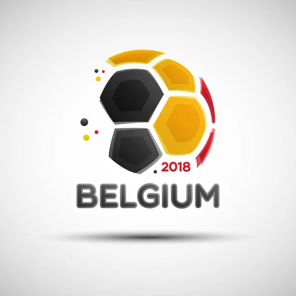 Bola de fútbol abstracta con colores de bandera nacional belga — Vector de stock