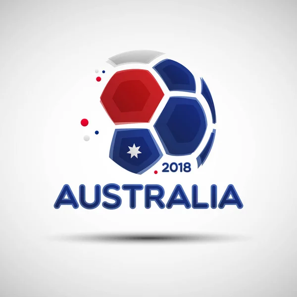 Bola de futebol abstrata com cores da bandeira nacional australiana — Vetor de Stock