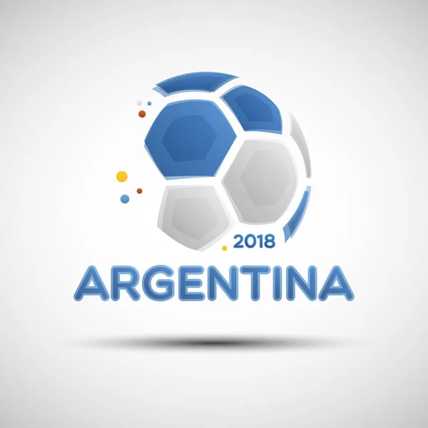 Bola de futebol abstrata com cores da bandeira nacional argentina — Vetor de Stock