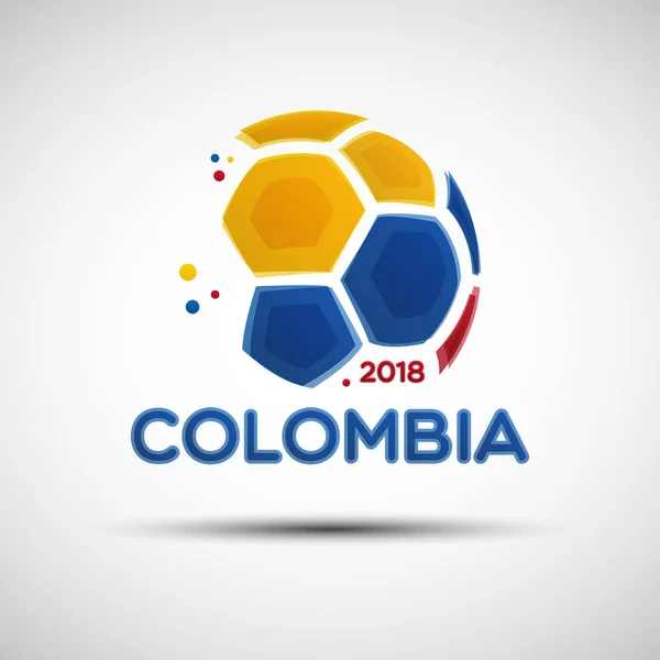 Bola de futebol abstrata com cores da bandeira nacional colombiana — Vetor de Stock
