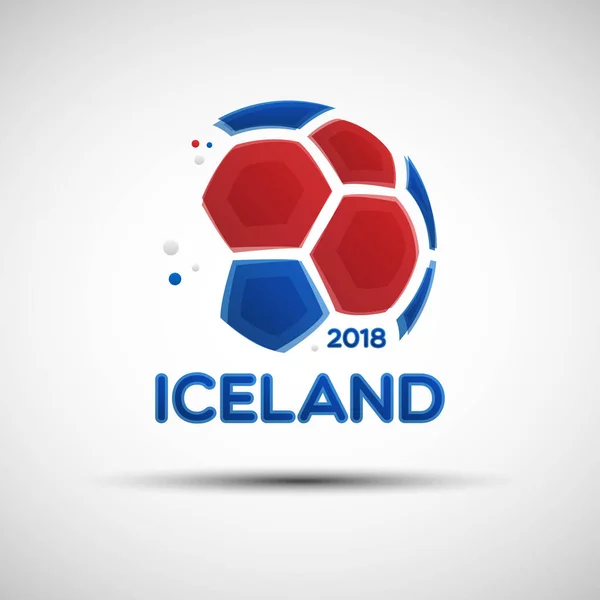 Bola de futebol abstrata com cores da bandeira nacional islandesa — Vetor de Stock