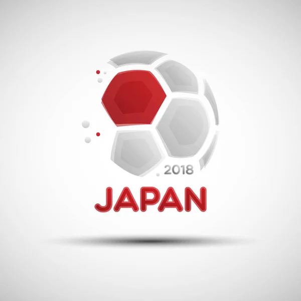 Abstrakter Fußball mit den Farben der japanischen Nationalflagge — Stockvektor