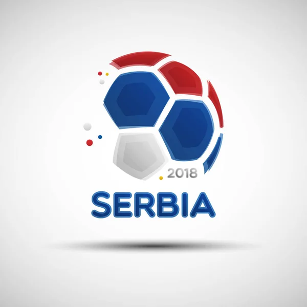 Bola de fútbol abstracta con colores de bandera nacional serbia — Vector de stock