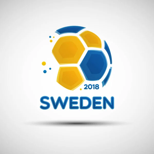 Abstract soccer ball with Swedish national flag colors — Stock Vector