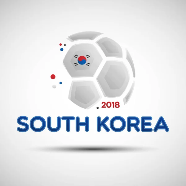 韓国の国旗の色と抽象的なサッカー ボール — ストックベクタ