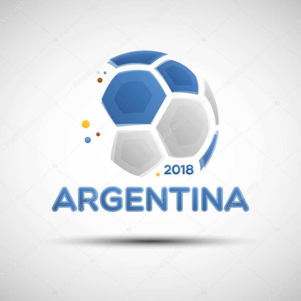 Football championship banner. Flag of Argentina. Vector illustration of abstract soccer ball with Argentine national flag colors for your design