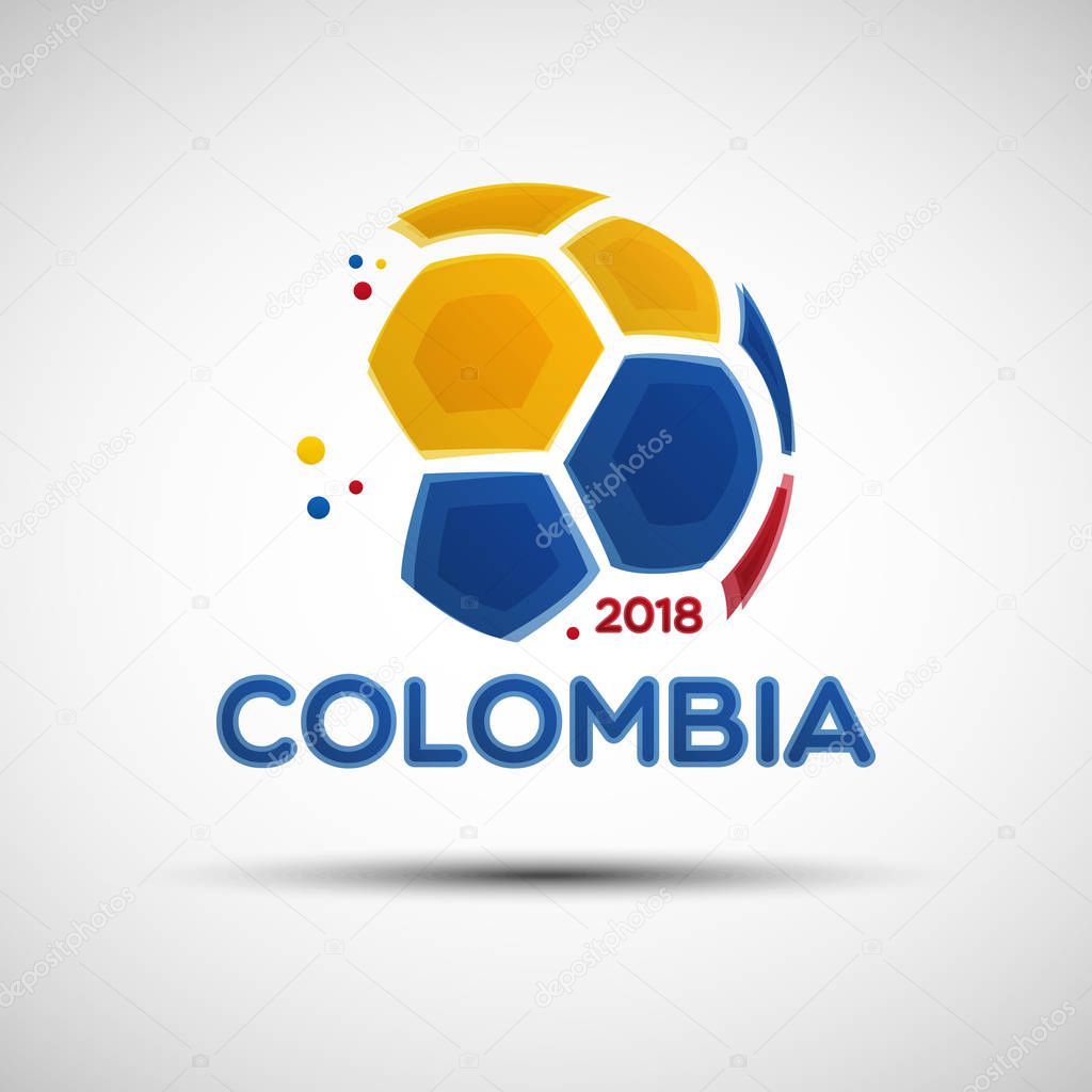 Abstract soccer ball with Colombian national flag colors