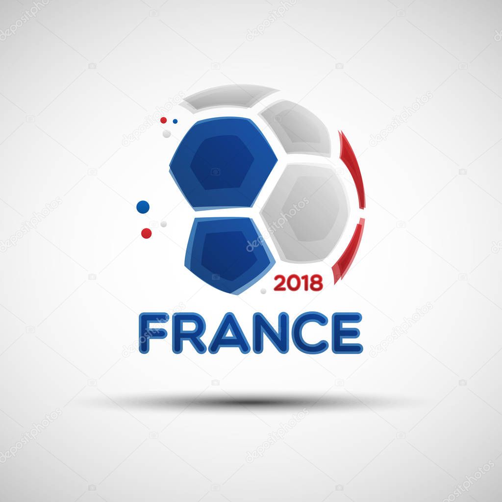 Abstract soccer ball with French national flag colors