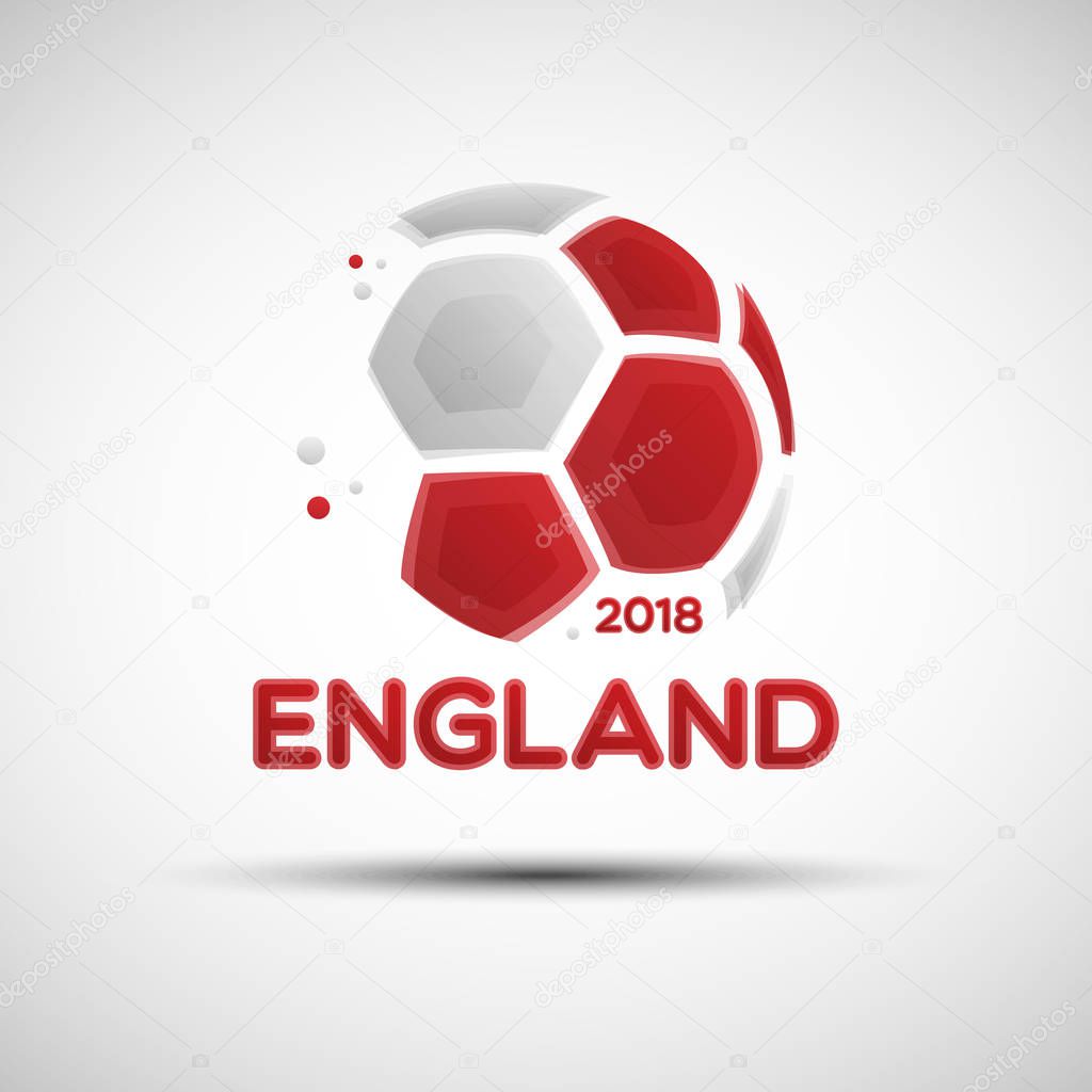 Football championship banner. Flag of England. Vector illustration of abstract soccer ball with English national flag colors for your design