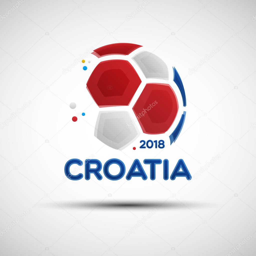 Abstract soccer ball with Croatian national flag colors