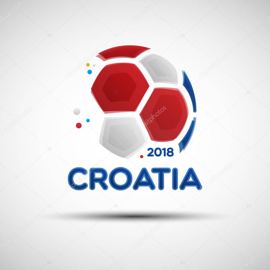 Football championship banner. Flag of Croatia. Vector illustration of abstract soccer ball with Croatian national flag colors for your design