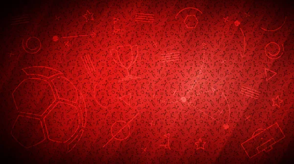 Red soccer background with different icons