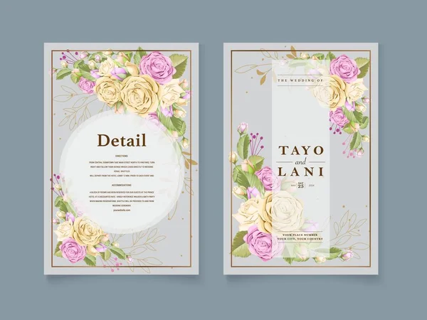 結婚式招待状カードベクトルデザイン — ストックベクタ