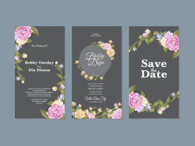 düğün davetiyesi vektör tasarım şablonu