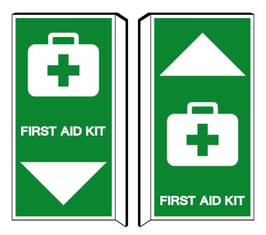 İlk Yardım Kiti Sembol İşareti, Vektör Çizimi, Beyaz Arka Plan Etiketini Yalıtın. Eps10 