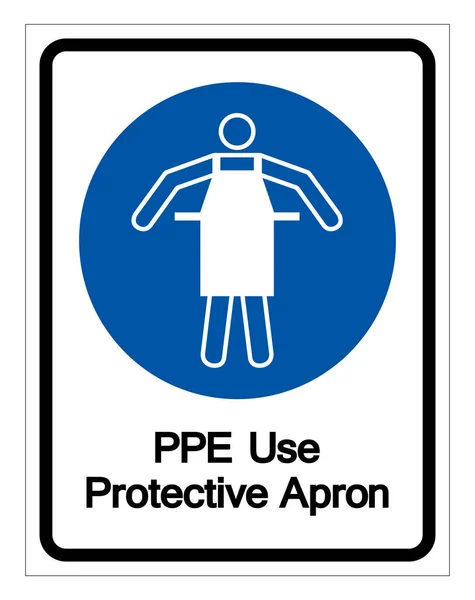 PPE Utilice signo de símbolo de delantal protector, ilustración vectorial, aislado en la etiqueta de fondo blanco. EPS10 — Archivo Imágenes Vectoriales
