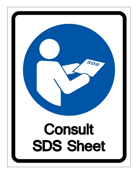 Consulte Signo de símbolo de hoja SDS, ilustración de vectores, aislado en la etiqueta de fondo blanco. EPS10 — Vector de stock