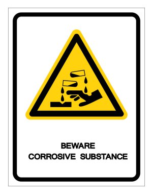 Aşındırıcı Madde Sembolüne dikkat edin ,Vektör Çizimi, Beyaz Arka Plan Etiketini İzole Edin. Eps10   