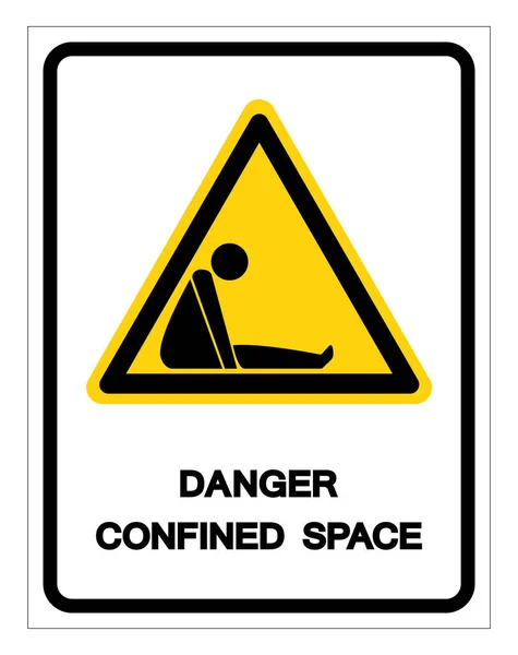 Sinal de Símbolo Espacial Confinado de Perigo, Ilustração de Vetor, Isolar no Rótulo de Fundo Branco. EPS10 — Vetor de Stock