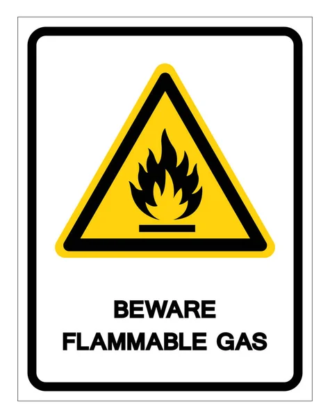 Attenzione Simbolo di gas infiammabile, Illustrazione vettoriale, Isolare su etichetta di sfondo bianco. EPS10 — Vettoriale Stock