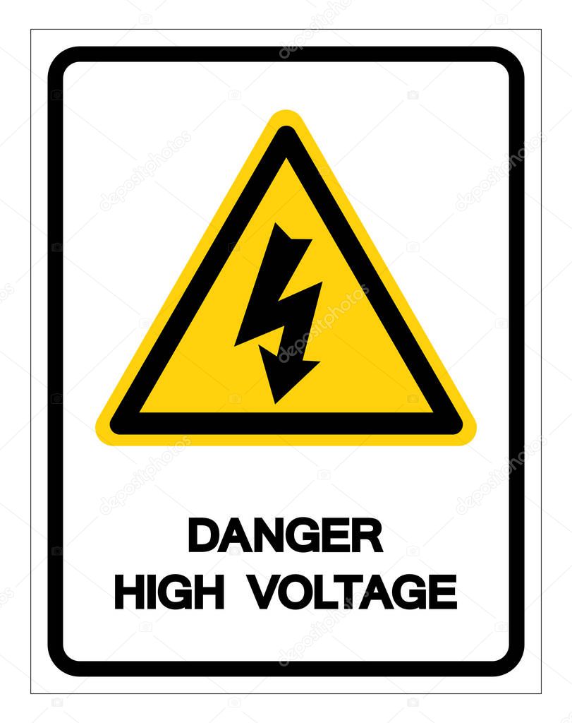 Beware High Voltage Symbol Sign, Vector Illustration, Isolated On White Background Label .EPS10  