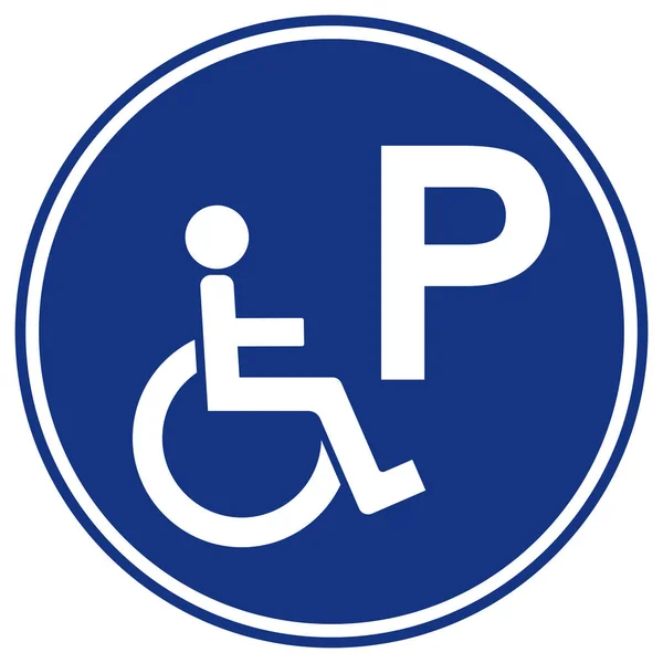 Disabili parcheggio simbolo segno, vettoriale illustrazione, isolato su etichetta sfondo bianco. EPS10 — Vettoriale Stock