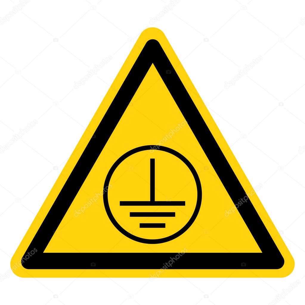 Warning Protective Earth Ground Symbol Sign, Vector Illustration, Isolate On White Background Label. EPS10 